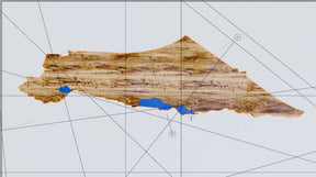 A high-quality wooden table combined with epoxy in the shape of a map of Israel.